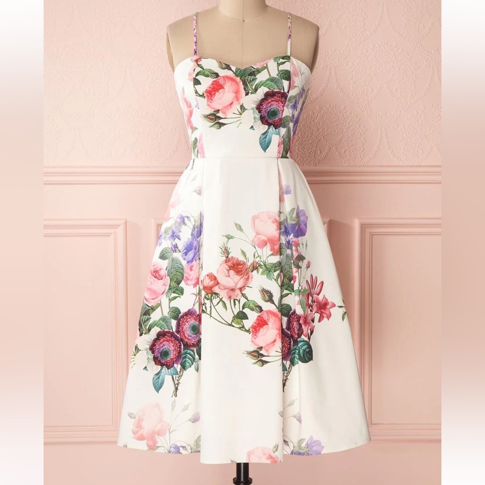 Floral Print White Dress